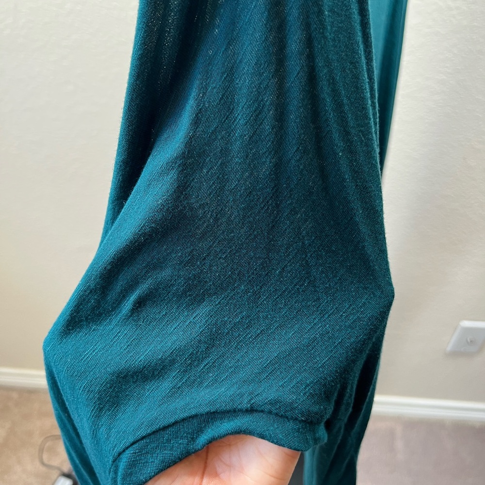 Long Sleeve High Low Top Green Layering Basic Oversized T Shirt Casual Blouse BF - Picture 7 of 17